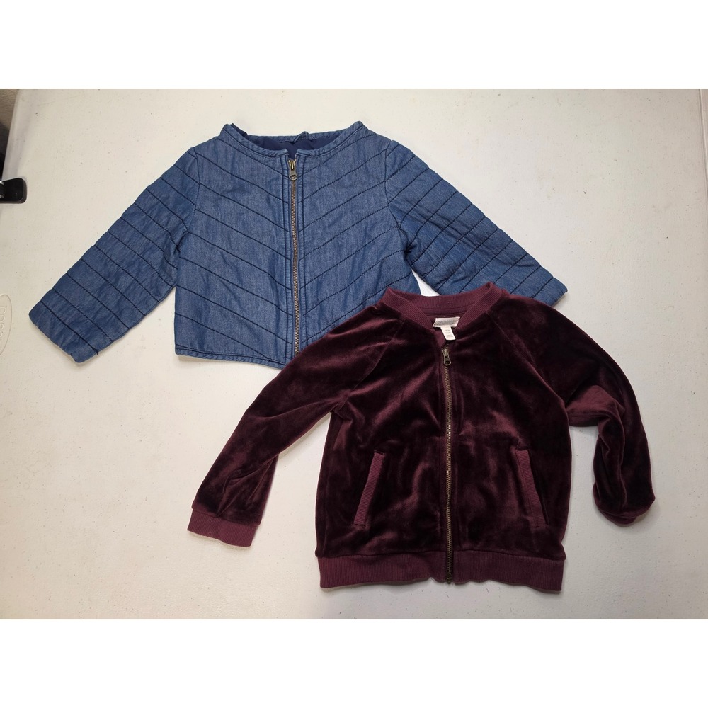 Baby Gap Quilted Denim Jacket & Gymboree Velour Bomber Set 18-24 Months